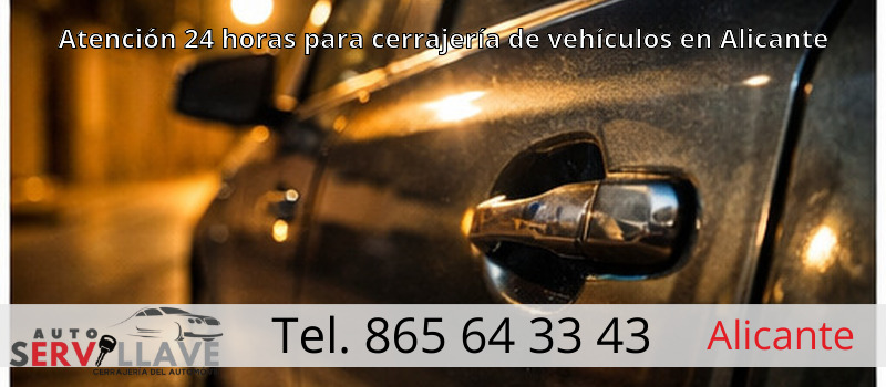 Atención 24 horas para cerrajería de vehículos en Alicante