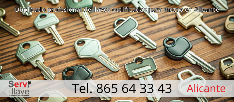 Duplicado profesional de llaves codificadas para motos en Alicante