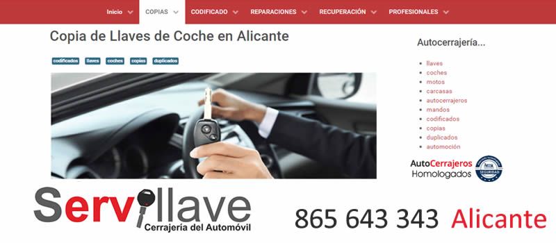 nueva pagina web servicios autocerrajeria alicante