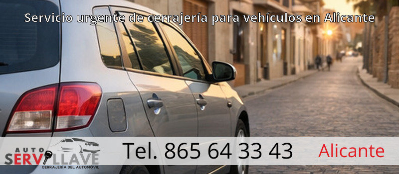 Servicio urgente de cerrajería para vehículos en Alicante